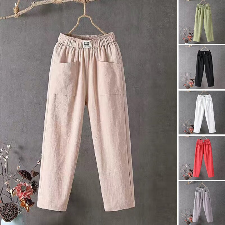 Justina® | Cotton and linen trousers with elasticated waist