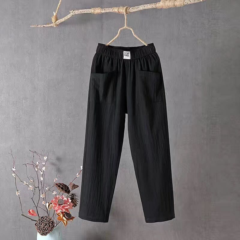 Justina® | Cotton and linen trousers with elasticated waist