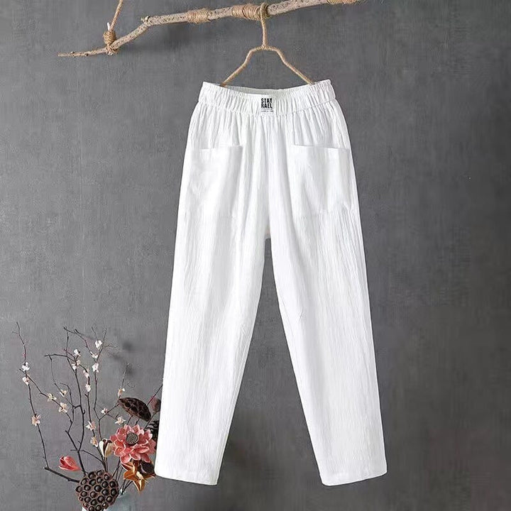 Justina® | Cotton and linen trousers with elasticated waist