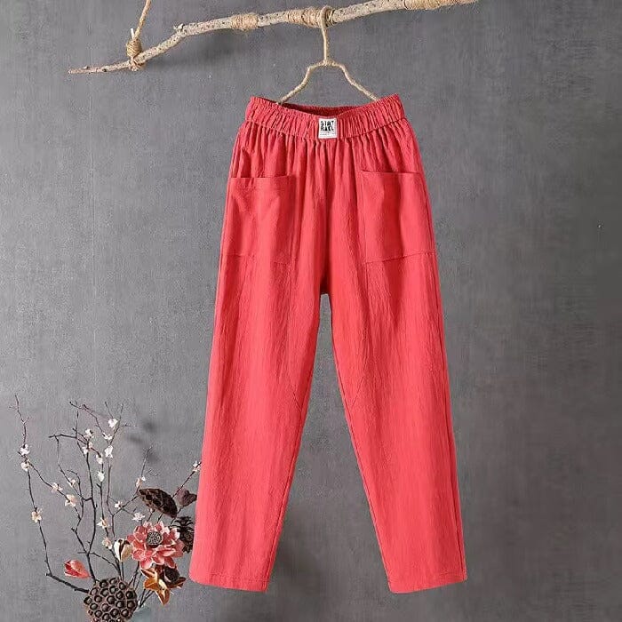 Justina® | Cotton and linen trousers with elasticated waist