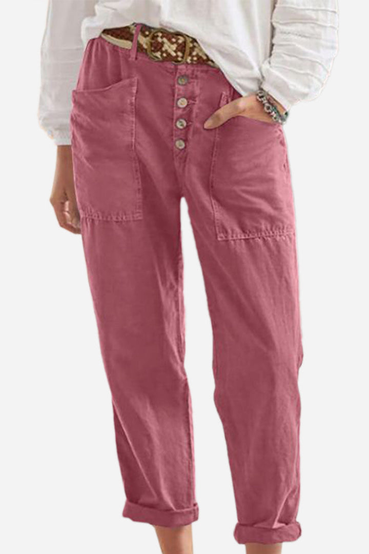 Julieta  | Casual Button-Down Utility-Chic Trousers with Pockets