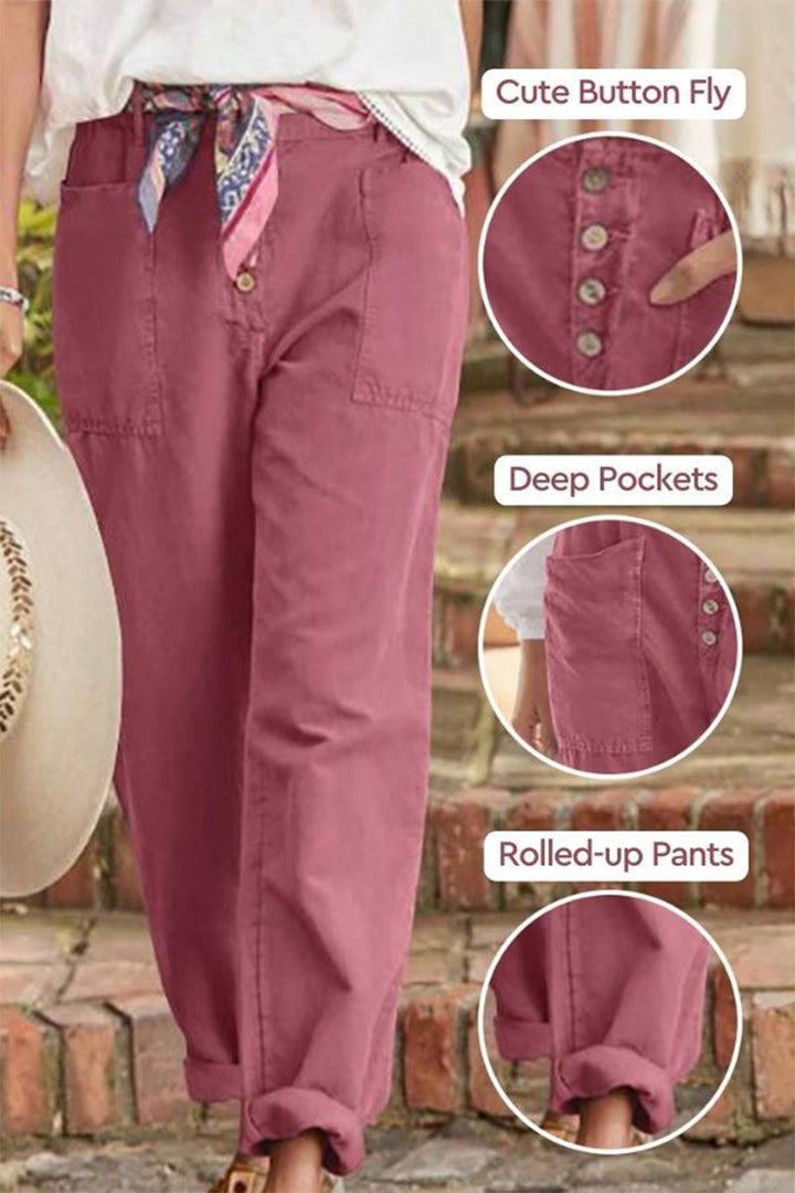Julieta  | Casual Button-Down Utility-Chic Trousers with Pockets