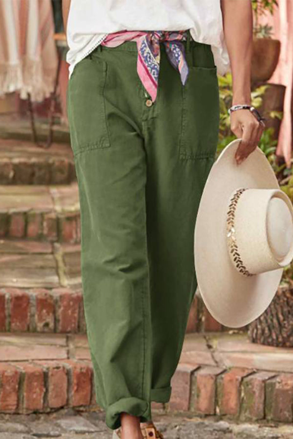 Julieta  | Casual Button-Down Utility-Chic Trousers with Pockets
