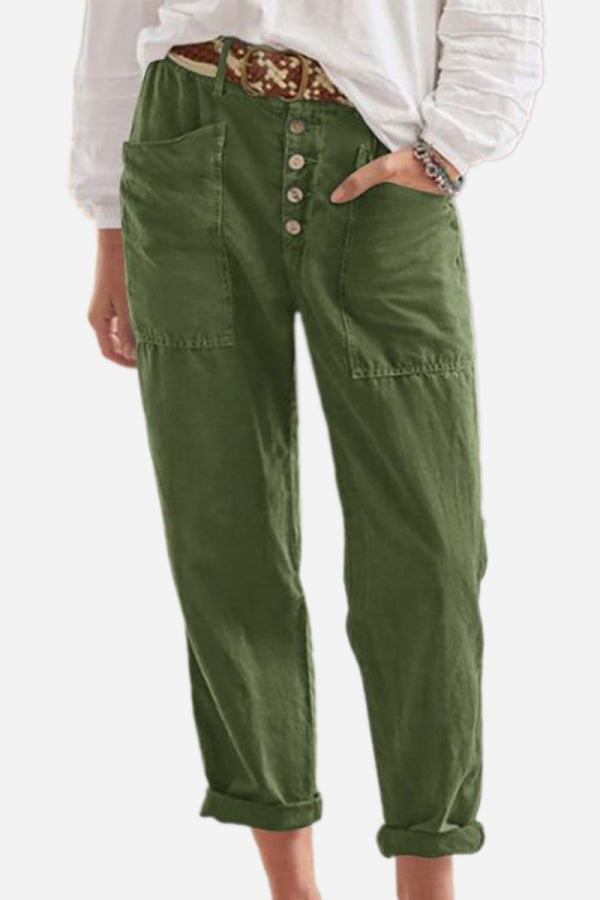 Julieta  | Casual Button-Down Utility-Chic Trousers with Pockets