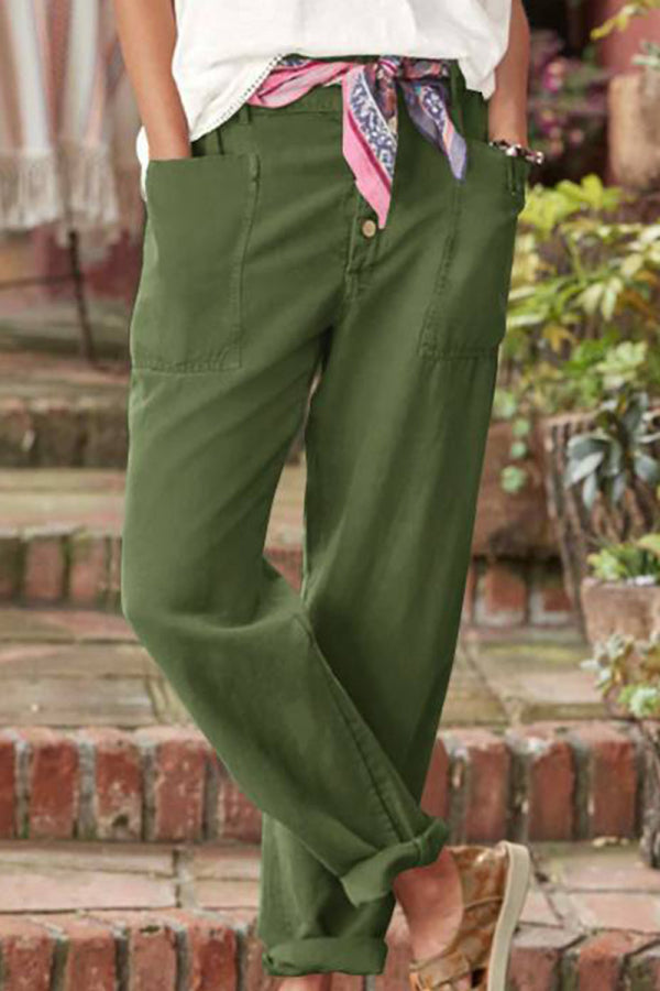 Julieta  | Casual Button-Down Utility-Chic Trousers with Pockets