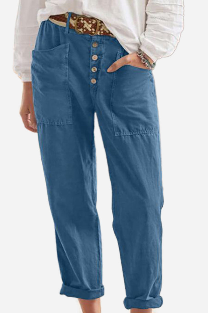 Julieta  | Casual Button-Down Utility-Chic Trousers with Pockets