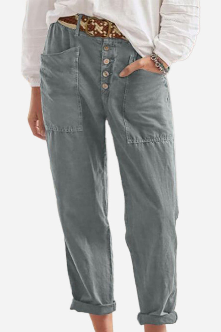 Julieta  | Casual Button-Down Utility-Chic Trousers with Pockets