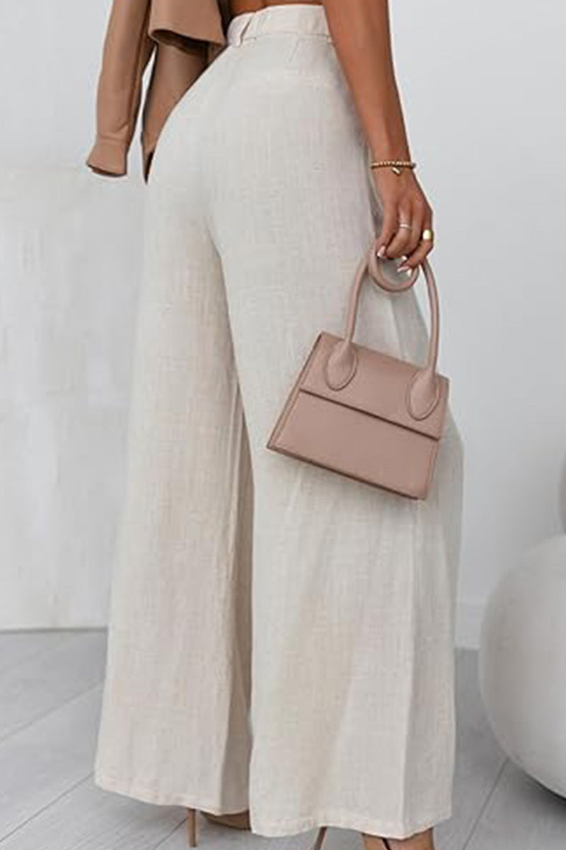 Bianca  | Wide Leg, High Waist, Elastic Waist Trousers With Pockets