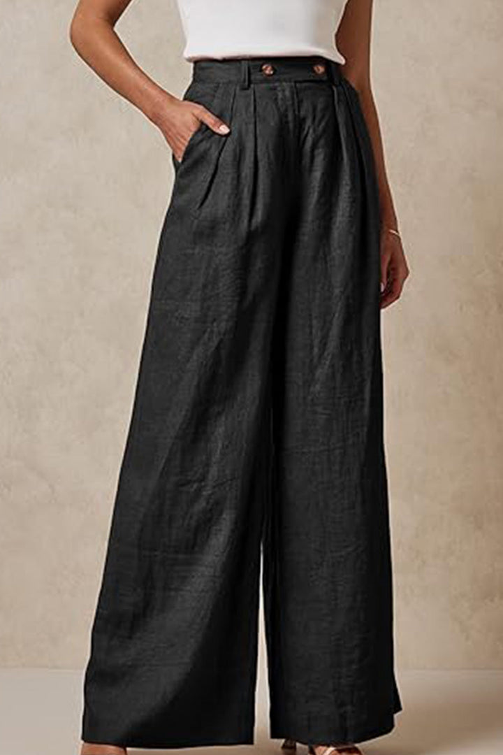 Bianca  | Wide Leg, High Waist, Elastic Waist Trousers With Pockets