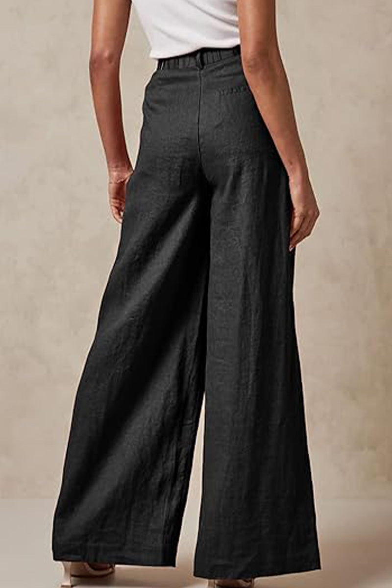 Bianca  | Wide Leg, High Waist, Elastic Waist Trousers With Pockets
