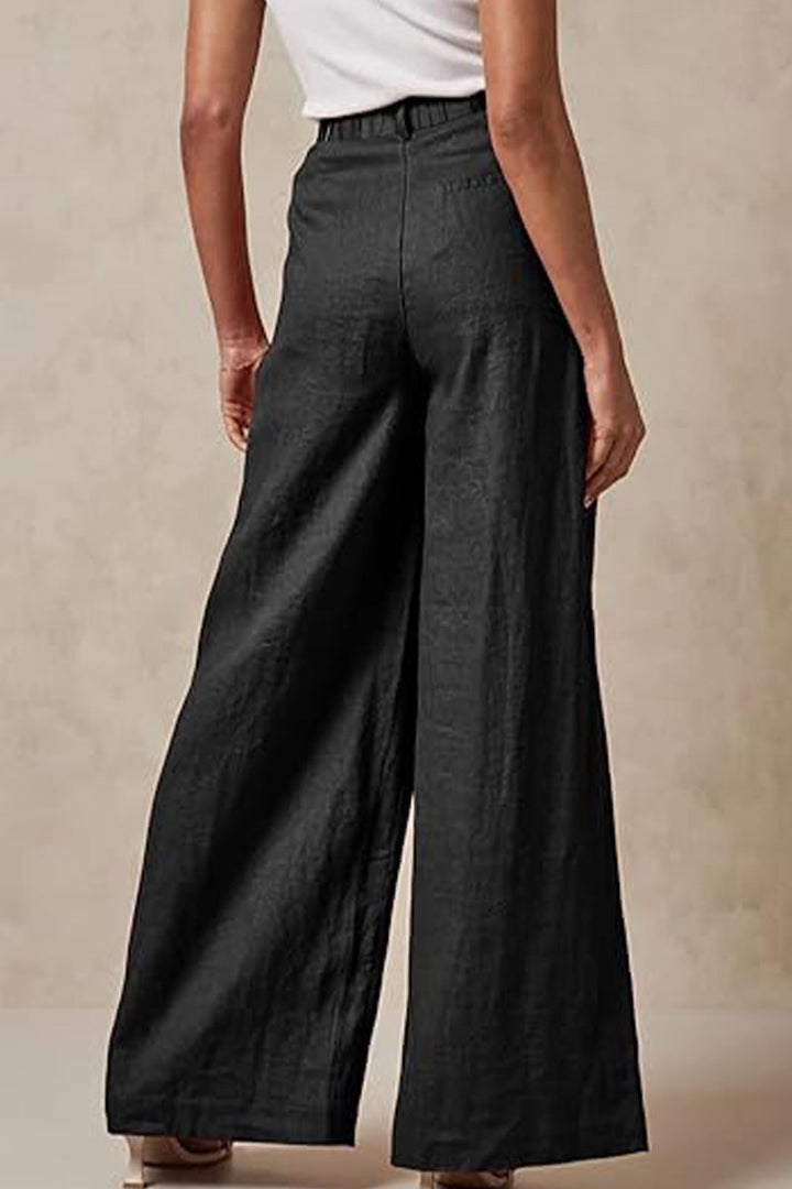 Bianca  | Wide Leg, High Waist, Elastic Waist Trousers With Pockets