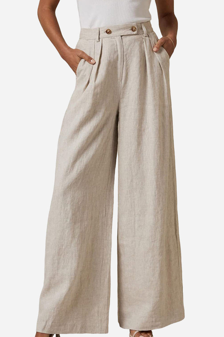 Bianca  | Wide Leg, High Waist, Elastic Waist Trousers With Pockets