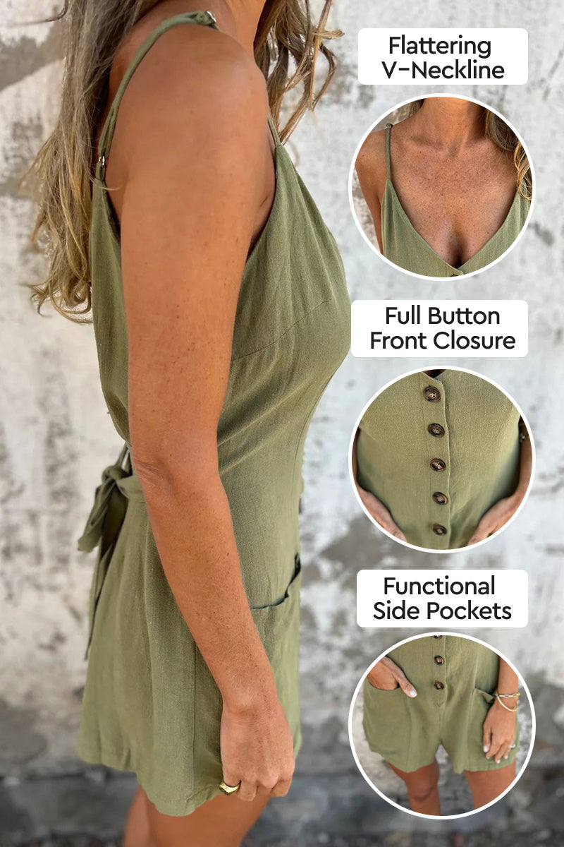 Natalia  | 100% Pure Linen Breathable Natural Comfort Jumpsuit