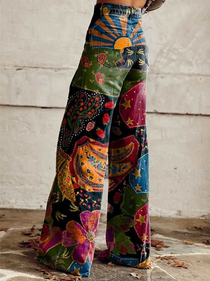 Casandra® | Bohemian dreamscape wide leg trousers