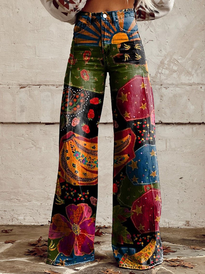Casandra® | Bohemian dreamscape wide leg trousers