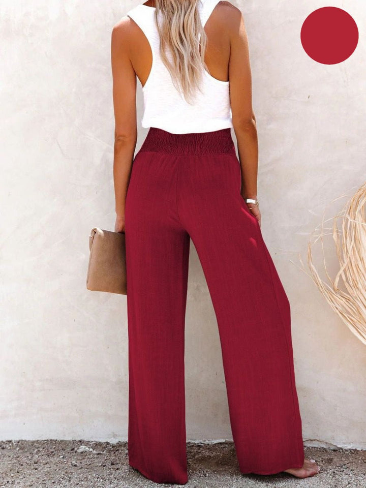 Samanta® | Elasticated high-waisted trousers made from cotton and linen