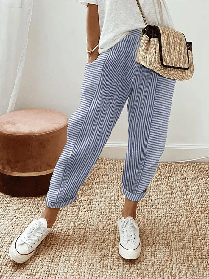 Gladys® | Striped cotton trousers
