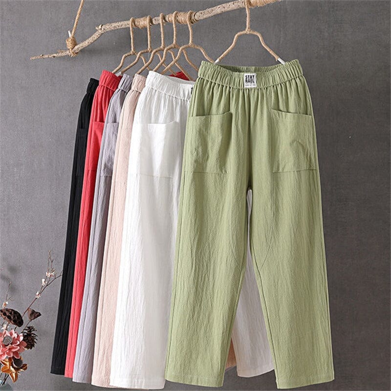 Justina® | Cotton and linen trousers with elasticated waist