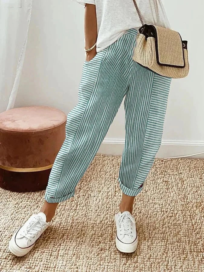 Gladys® | Striped cotton trousers
