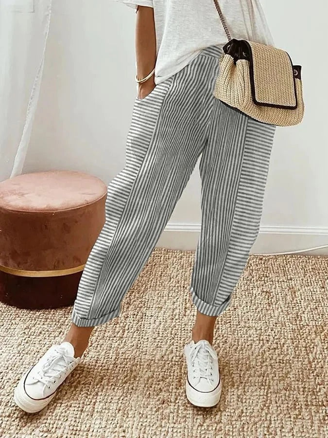 Gladys® | Striped cotton trousers