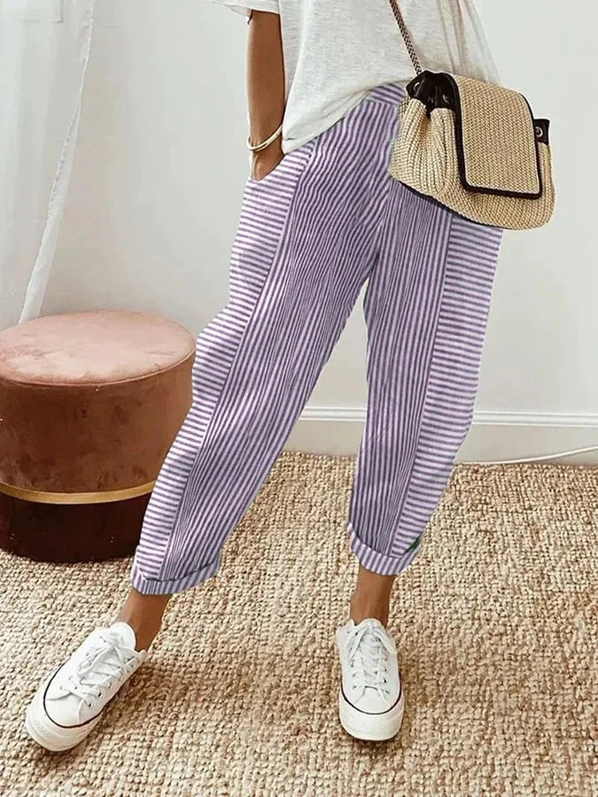 Gladys® | Striped cotton trousers