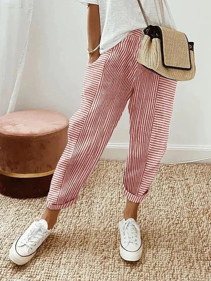 Gladys® | Striped cotton trousers