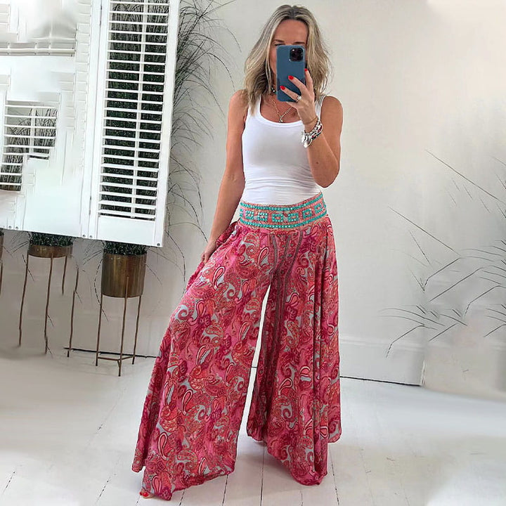 Rosalía® | Dress trousers with ethnic print and elastic waistband