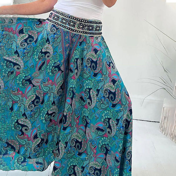 Rosalía® | Dress trousers with ethnic print and elastic waistband